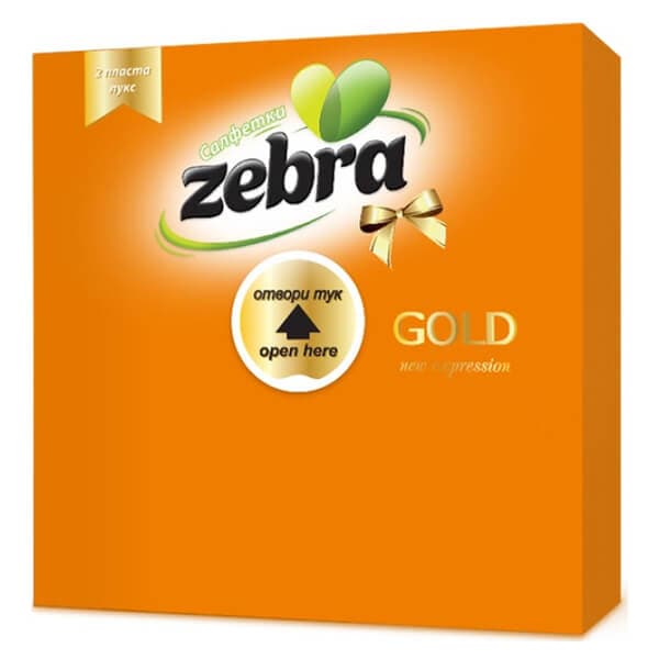 Χαρτοπετσέτα Πολυτελείας Πορτοκαλί Zebra 35τεμ. 33x33cm Χαρτοπετσέτα