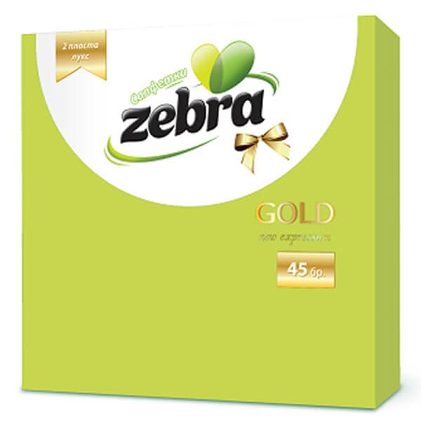 Χαρτοπετσέτα Πολυτελείας Zebra 35τεμ. 33x33cm Πράσινη Οικιακή Χαρτοπετσέτα