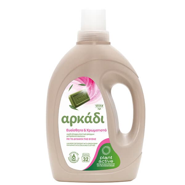 Υγρό Πλυντηρίου Ρούχων Sensitive And Color Αρκάδι 32μεζ. 1,45lit Υγρό Πλυντηρίου Ρούχων