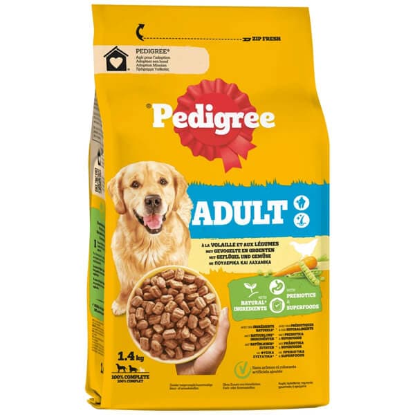 Σκυλοτροφή Pedigree Adult Πουλερικά και Λαχανικά 1,4kg Σκυλοτροφή