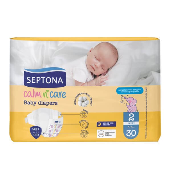 Πάνες Μωρού Septona Calm N' Care Mini No 2 30τεμ. 3-6kg Βρεφικές Πάνες