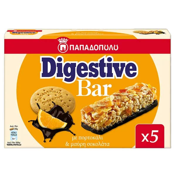 Digestive Bars Πορτοκάλι Παπαδοπούλου Μπάρες Δημητριακών