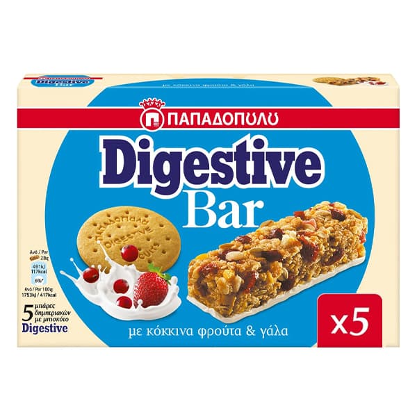 Digestive Bars Παπαδοπούλου Γάλα Φρούτα Μπάρες Δημητριακών