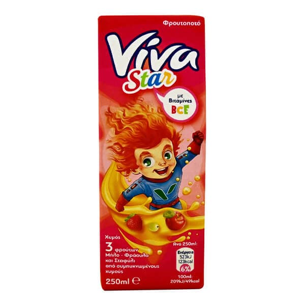 Viva Star Φρουτοποτό Μήλο Φράουλα Χυμοί