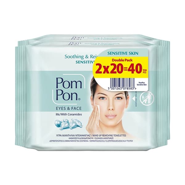 Μαντηλάκια Pom Pon Sensitive Skin Καθαρισμού Προσώπου