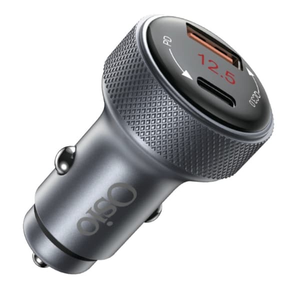 Φορτιστής Αυτοκινήτου Osio Με Usb-α And Type-c-38w Θύρες Ανθρακί Otu6038 Αξεσουάρ Κινητών
