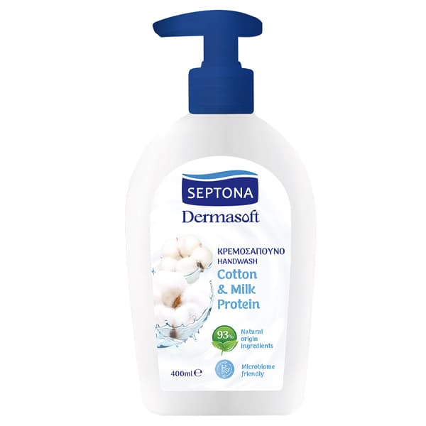 Κρεμοσάπουνο Septona Dermasoft Cotton and Milk Protein 400ml Αντλία Κρεμοσάπουνο