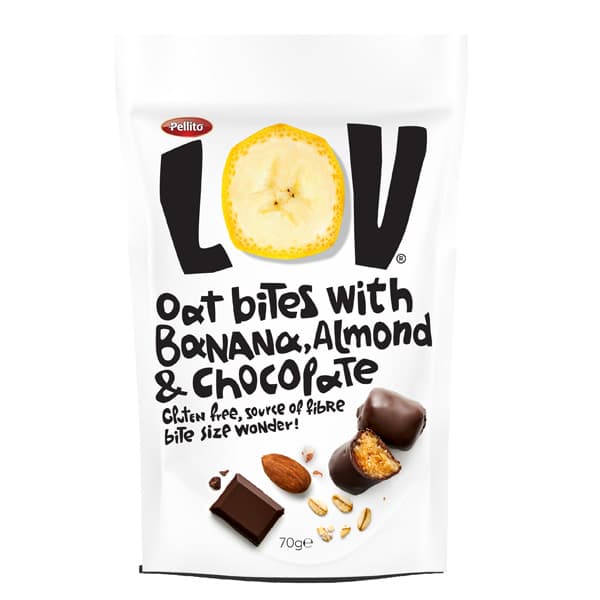 Lov Oat Bites Μπανάνα Σοκολάτα Αμύγδαλο Pellito 70gr Μπάρες Δημητριακών