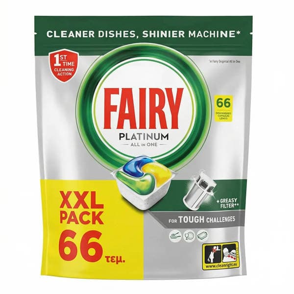 Fairy Caps Platinum 66 τεμάχια Κάψουλες Πλυντηρίου Πιάτων
