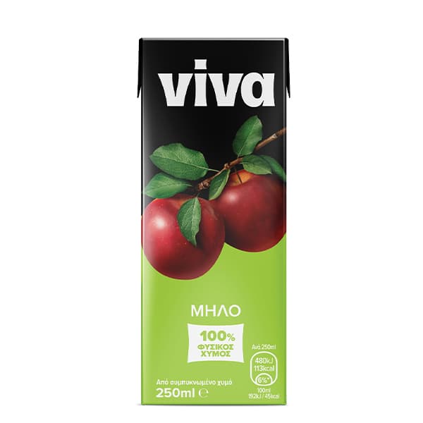 Φυσικός Χυμός Μήλο 100% Viva 250ml Φυσικοί Χυμοί