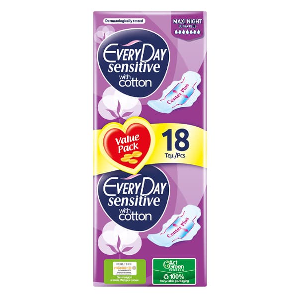 Σερβιέτες Everyday Sensitive Maxi Night Ultra Plus Σερβιέτες