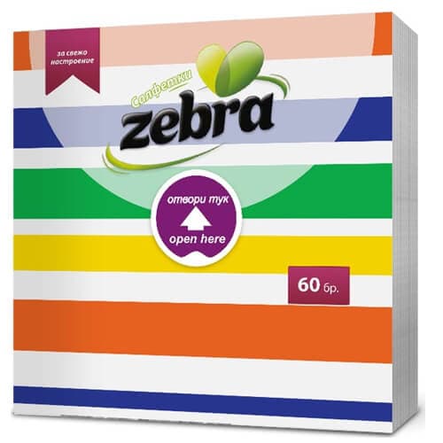 Χαρτοπετσέτα Zebra 60 Τεμάχια 33x33cm Easy Open Χαρτοπετσέτες