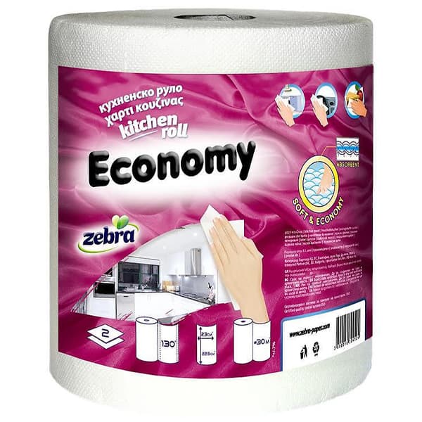 Χαρτί Κουζίνας 2φ Economy Zebra Χαρτί Κουζίνας