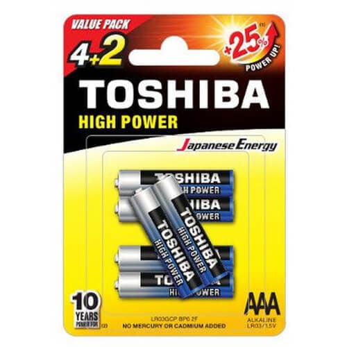 Μπαταρία Αλκαλική Aaa Toshiba 4+2τεμ. με Φόρο 0,02€ Μπαταρία