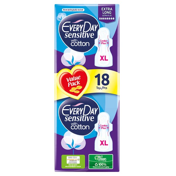 Σερβιέτες Everyday Sensitive Extra Long 18τεμ. Προσωπικής Υγιεινής