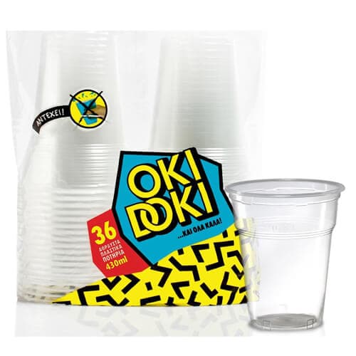 Πλαστικό Ποτήρι Oki Doki 430ml 36τμχ Είδη Μιας Χρήσεως