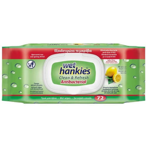 Υγρά Μαντηλάκια Λεμόνι Wet Hankies Αντισηπτικά Προϊόντα