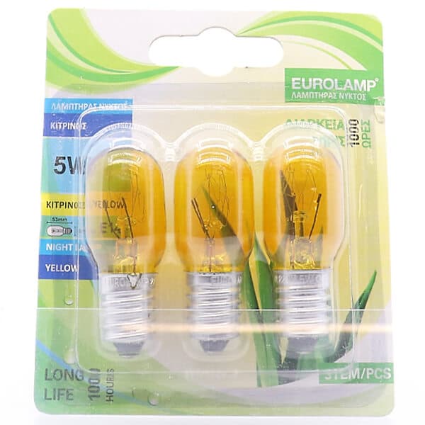 Λάμπα Νυκτός Κίτρινη Eurolamp E14 Λάμπες Απλές