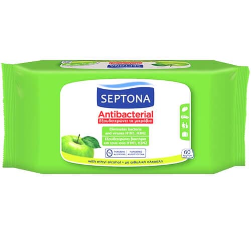Υγρά Μαντηλάκια Αντιβακτηριδιακά Septona Μαντηλάκια Καθαρισμού Χεριών