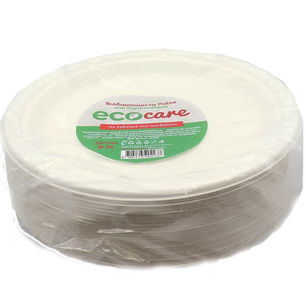 Πιάτα Από Ζαχαροκάλαμο Ecocare Βιοδιασπώμενα