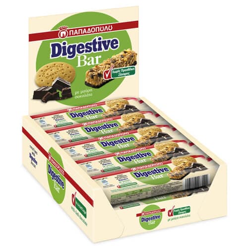 Digestive Bars Μαύρη Σοκολάτα Παπαδοπούλου Μπάρες Δημητριακών