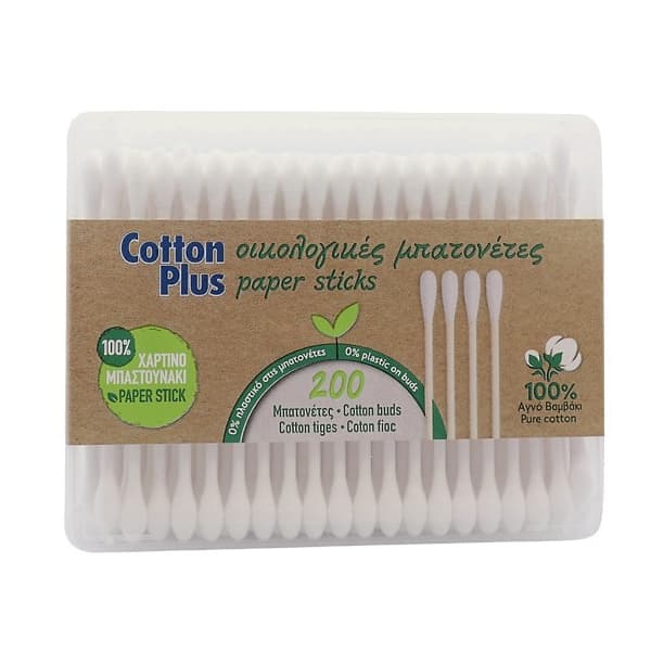 Ωτοκαθαριστές Cotton Plus 200τεμ. Μπατονέτες