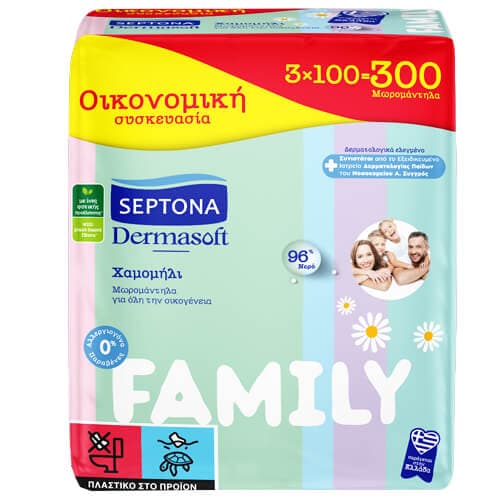 Μωρομάντηλα Septona Dermasoft 3x100τεμ. Familυ Μωρομάντηλα