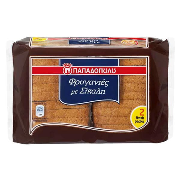Φρυγανιές Σίκαλης Παπαδοπούλου 160gr Φρυγανιές