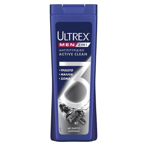 Σαμπουάν Ultrex 3in1 Active Clean Φροντίδα Μαλλιών