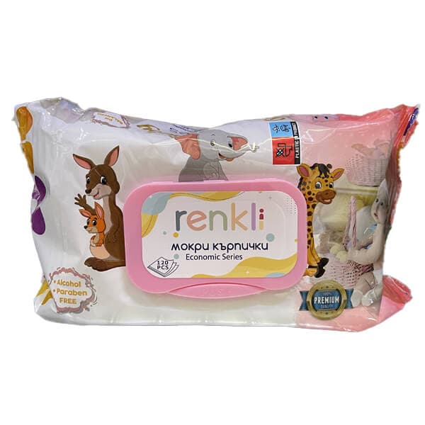Μωρομάντηλα Renkli 120τεμ. Με Καπάκι Premium Baby Economic Series Μωρομάντηλα