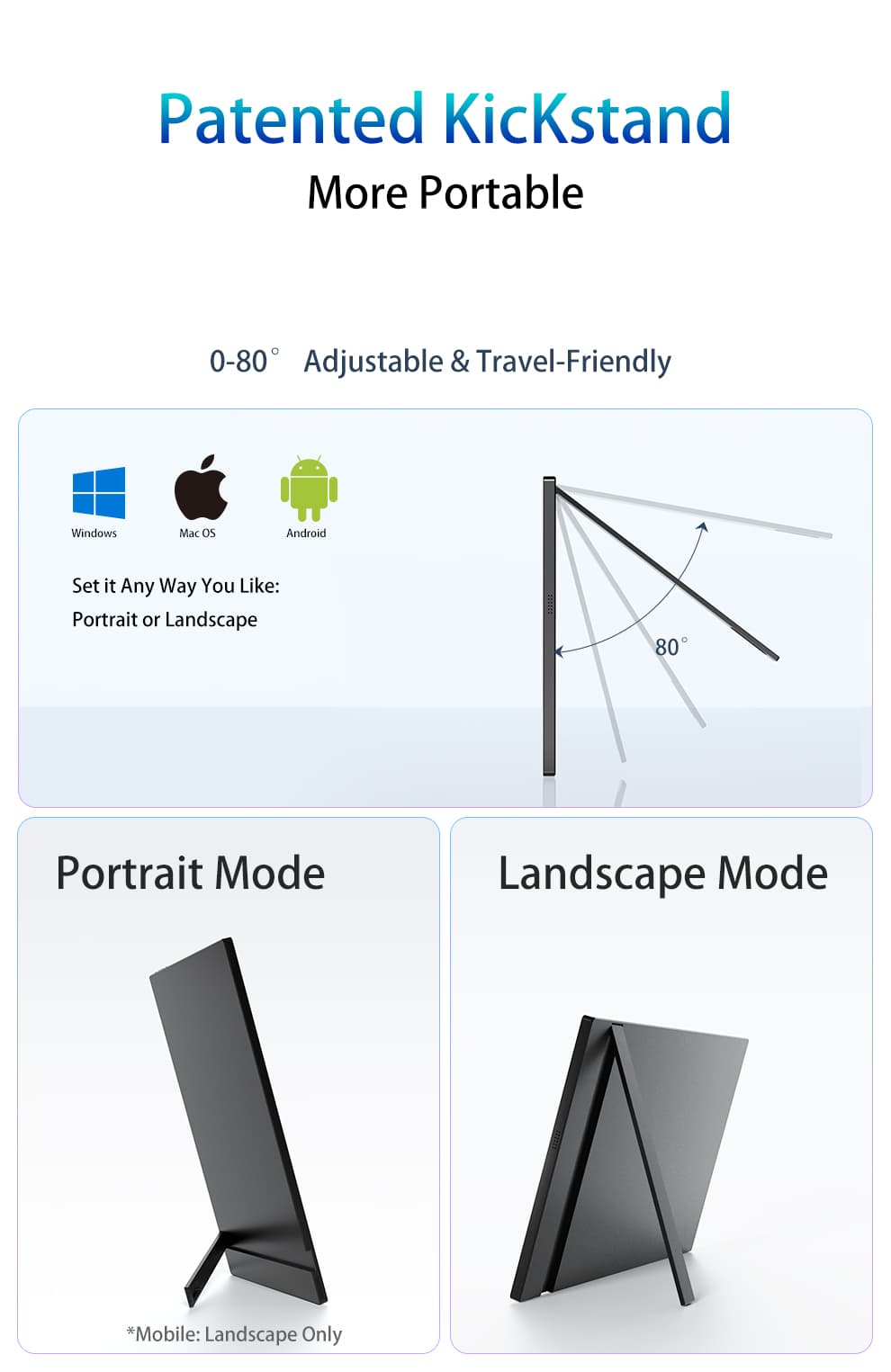 Arzopa Ultra-Thin Portable Monitor Grey 14” FHD 1080P A1S