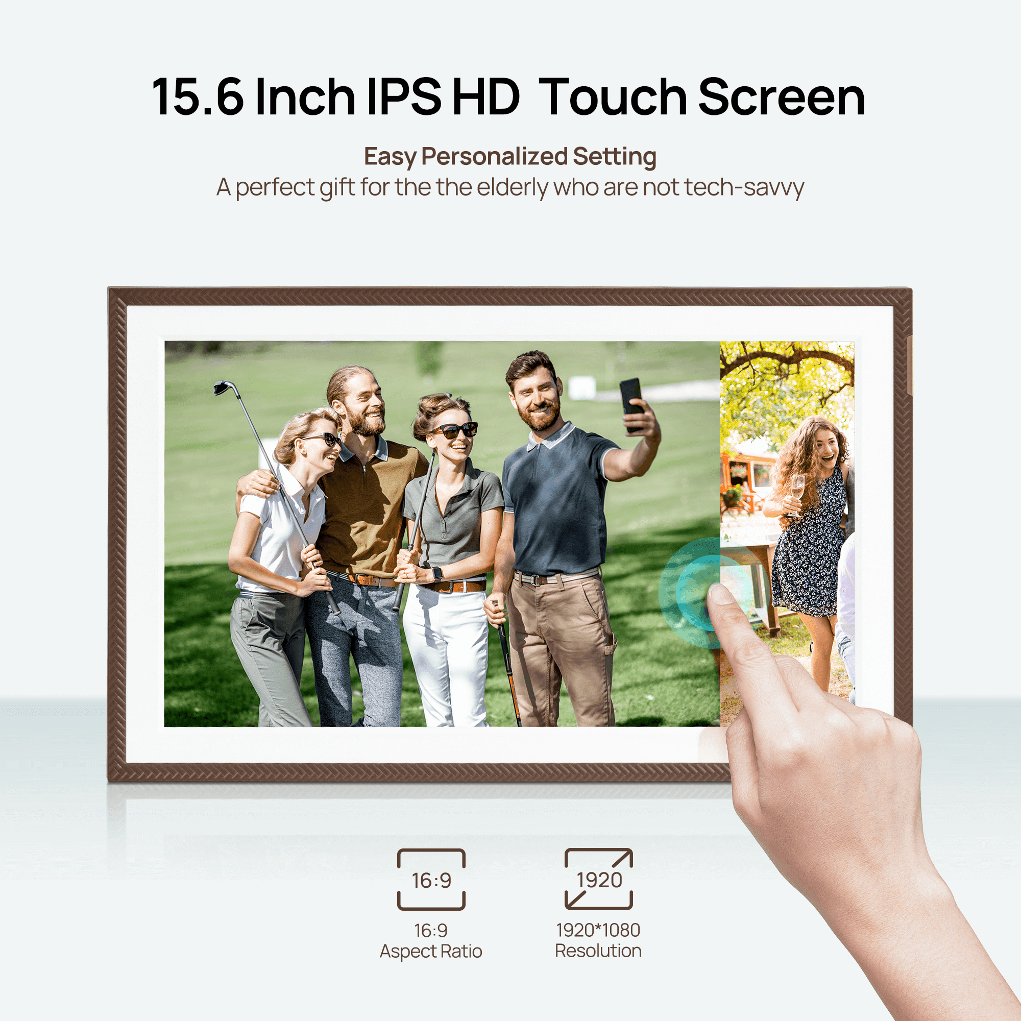 Arzopa 15.6" Digital Picture Frame Brown D15
