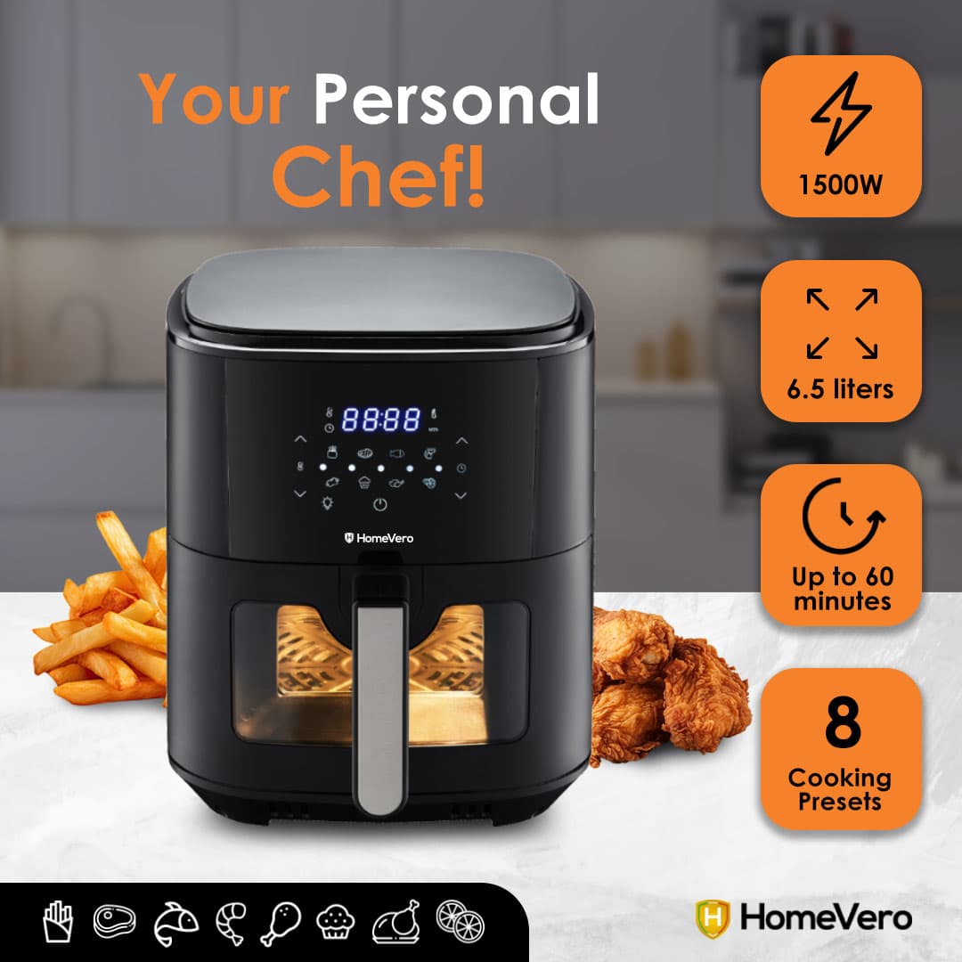 HOMEVERO 6.5L DIGITAL AIR FRYER WITH WINDOW