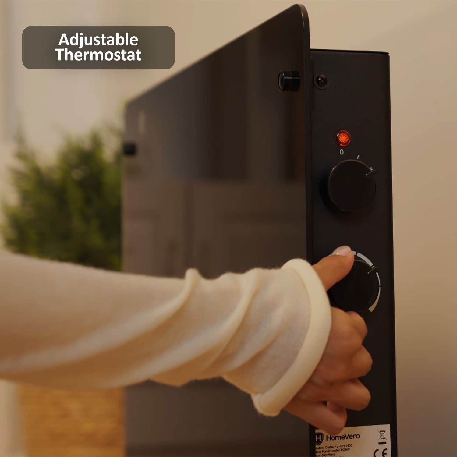 Θερμοπομπός Δαπέδου 1500W με Γυάλινη Επιφάνεια και Θερμοστάτη HomeVero HV-GPH1500