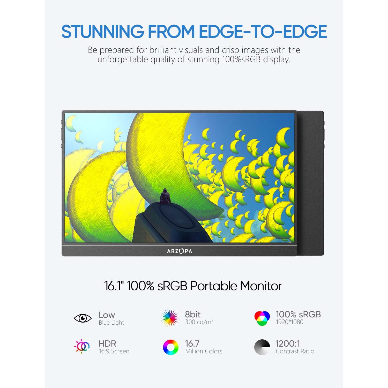 Arzopa Portable Monitor 16.1" FHD Black Z1C