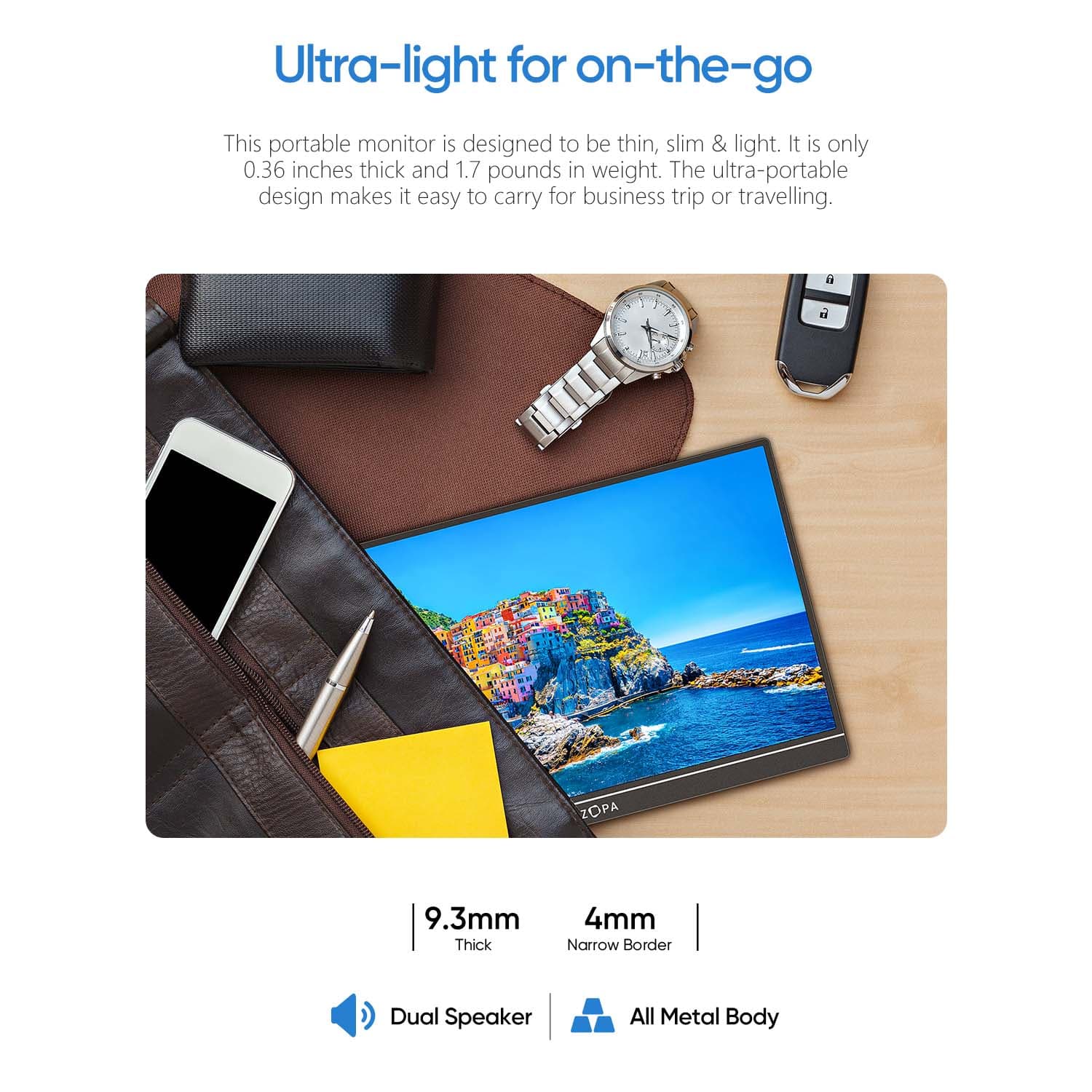Arzopa Portable Monitor 16.1" FHD Black Z1C