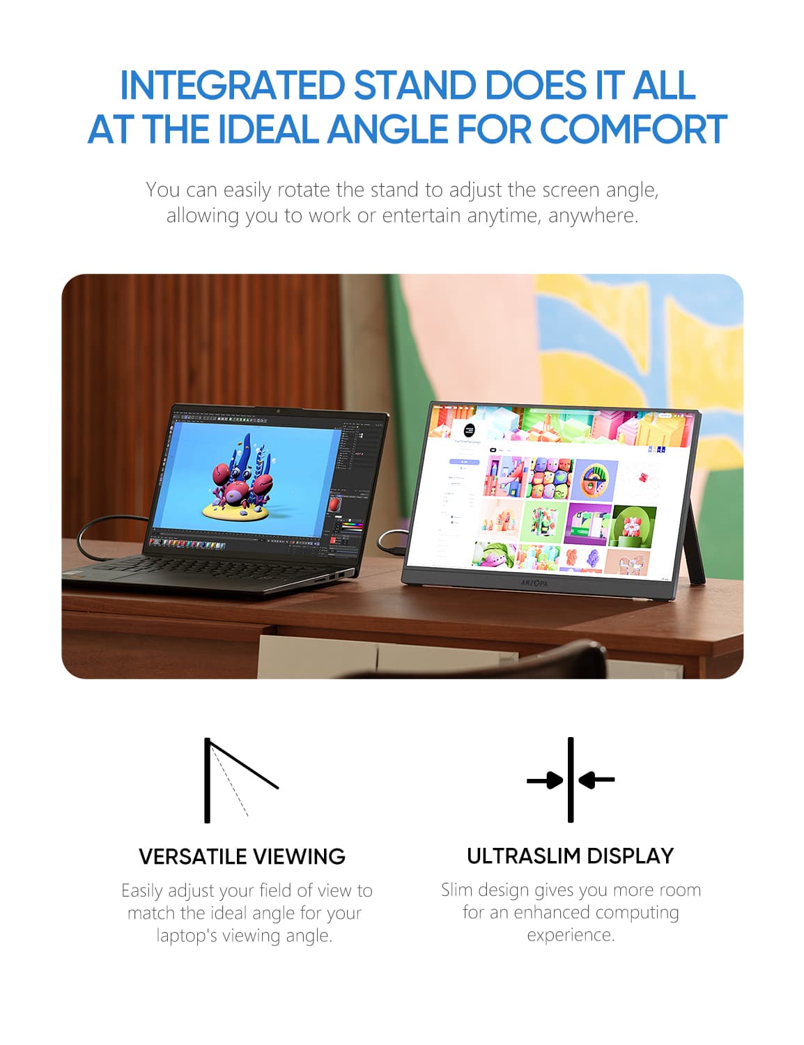 Arzopa Portable Monitor Grey 144Hz 16.1" with Sleeve Bag Z1FC-GREY