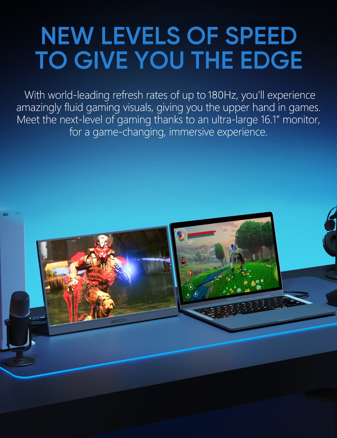 Arzopa 16.1" Portable Gaming Monitor Space Grey 2K QHD 180Hz Z3FC
