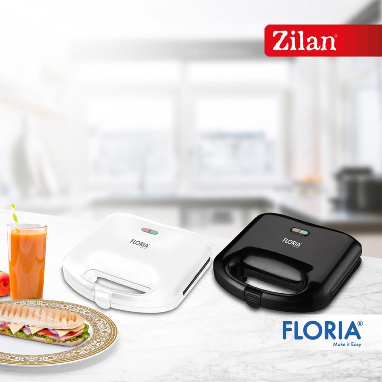 SANDWICH MAKER (BLACK) 750W ZLN0829-BLK