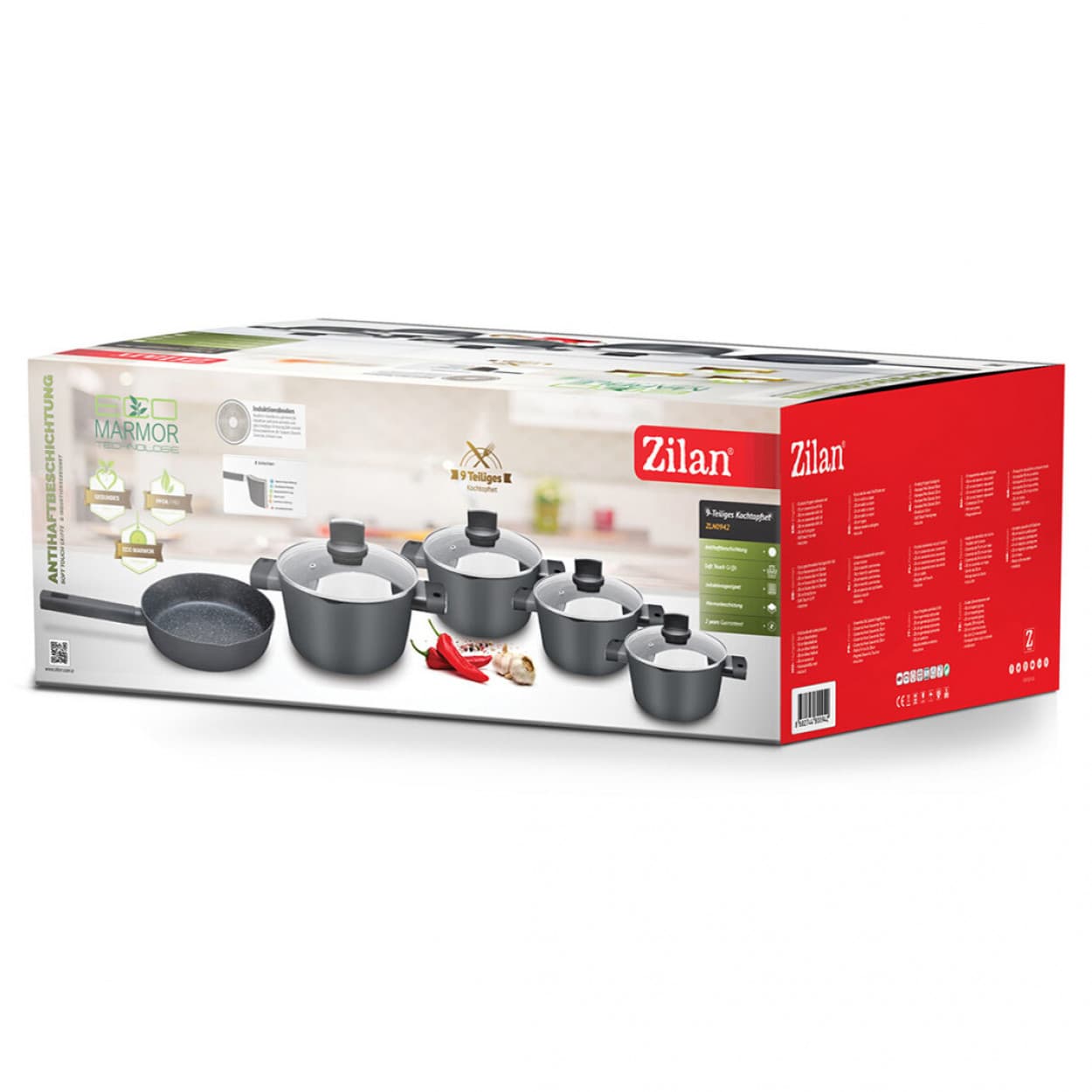 SAUCEPAN SET 9 PCS (EXTRA BOX) BLACK ZLN0942
