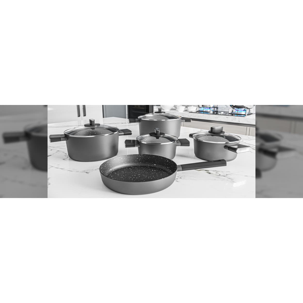 SAUCEPAN SET 9 PCS (EXTRA BOX) BLACK ZLN0942