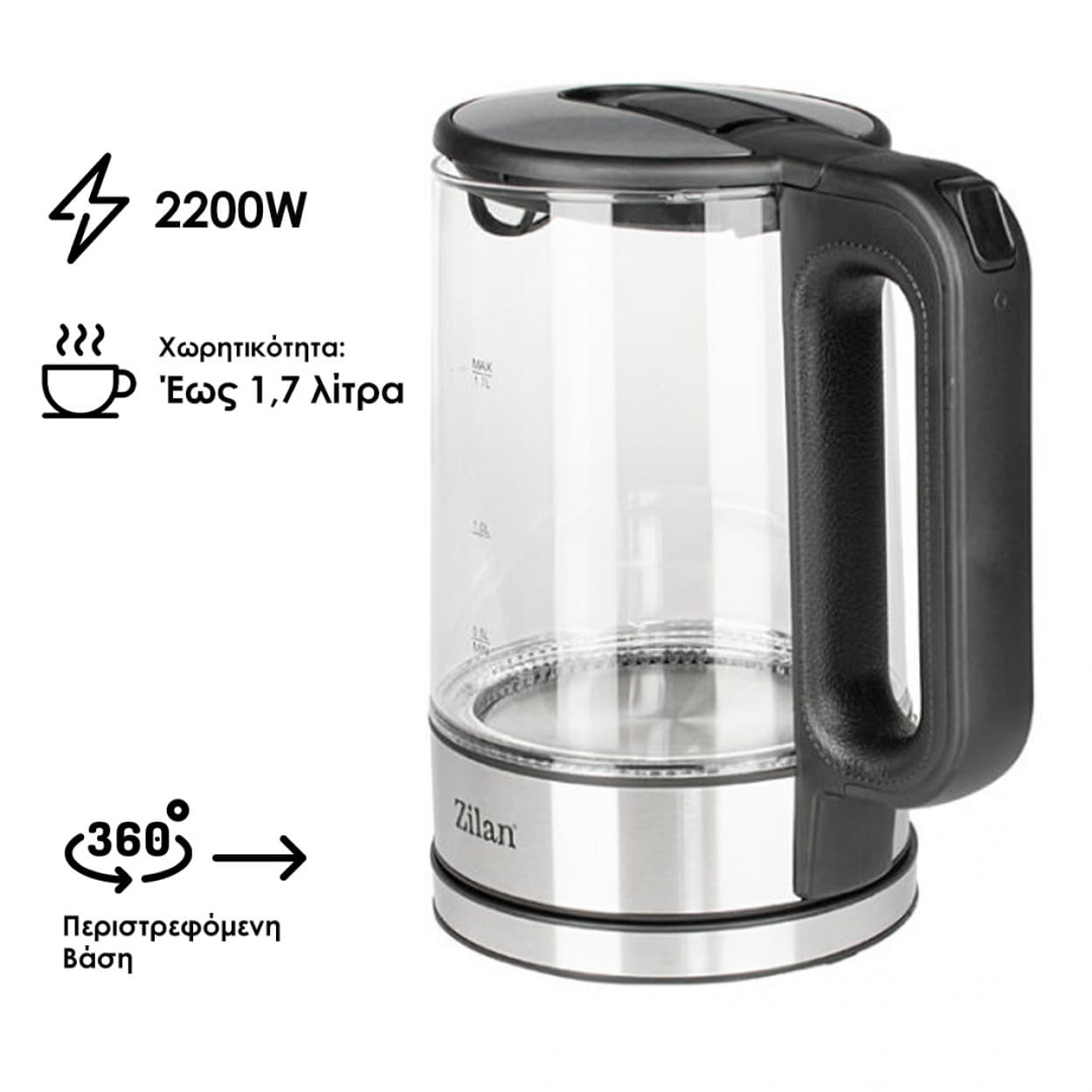 ELECTRICAL GLASS KETTLE 1.7L 1800W ZLN1796
