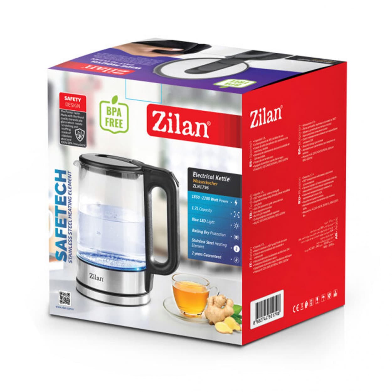 ELECTRICAL GLASS KETTLE 1.7L 1800W ZLN1796