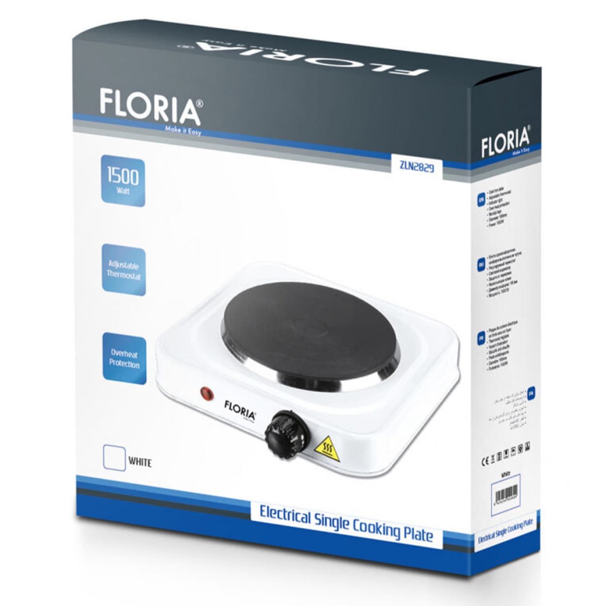 SINGLE HOTPLATE (WHITE) 17.5CM ZLN2829