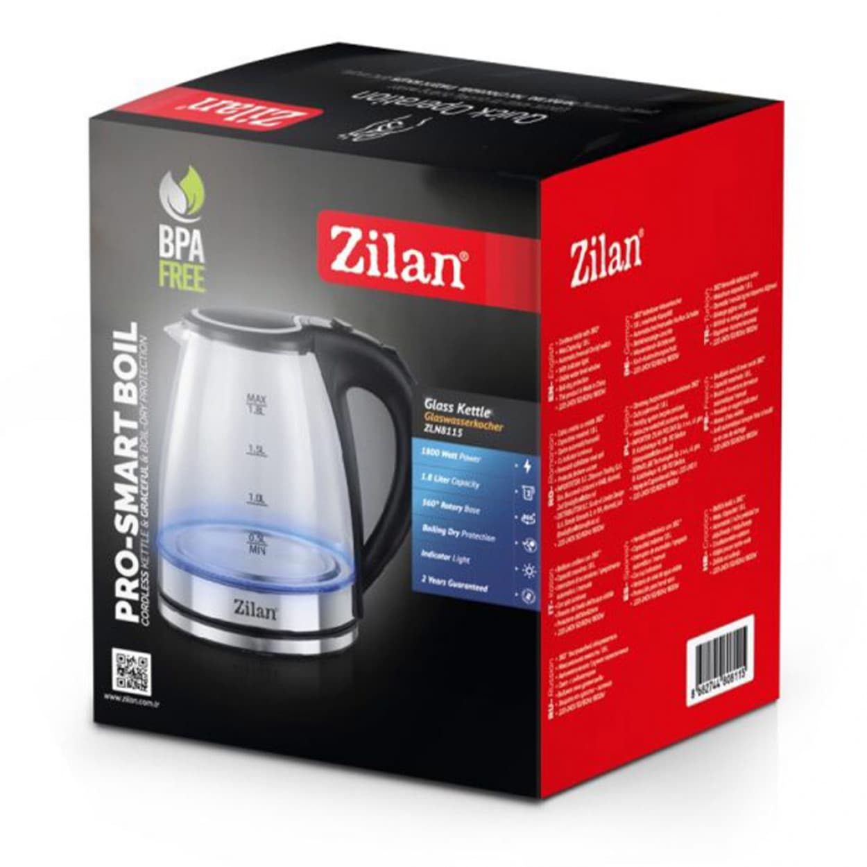 ELECTRICAL GLASS KETTLE 1.8L 1800W ZLN8115